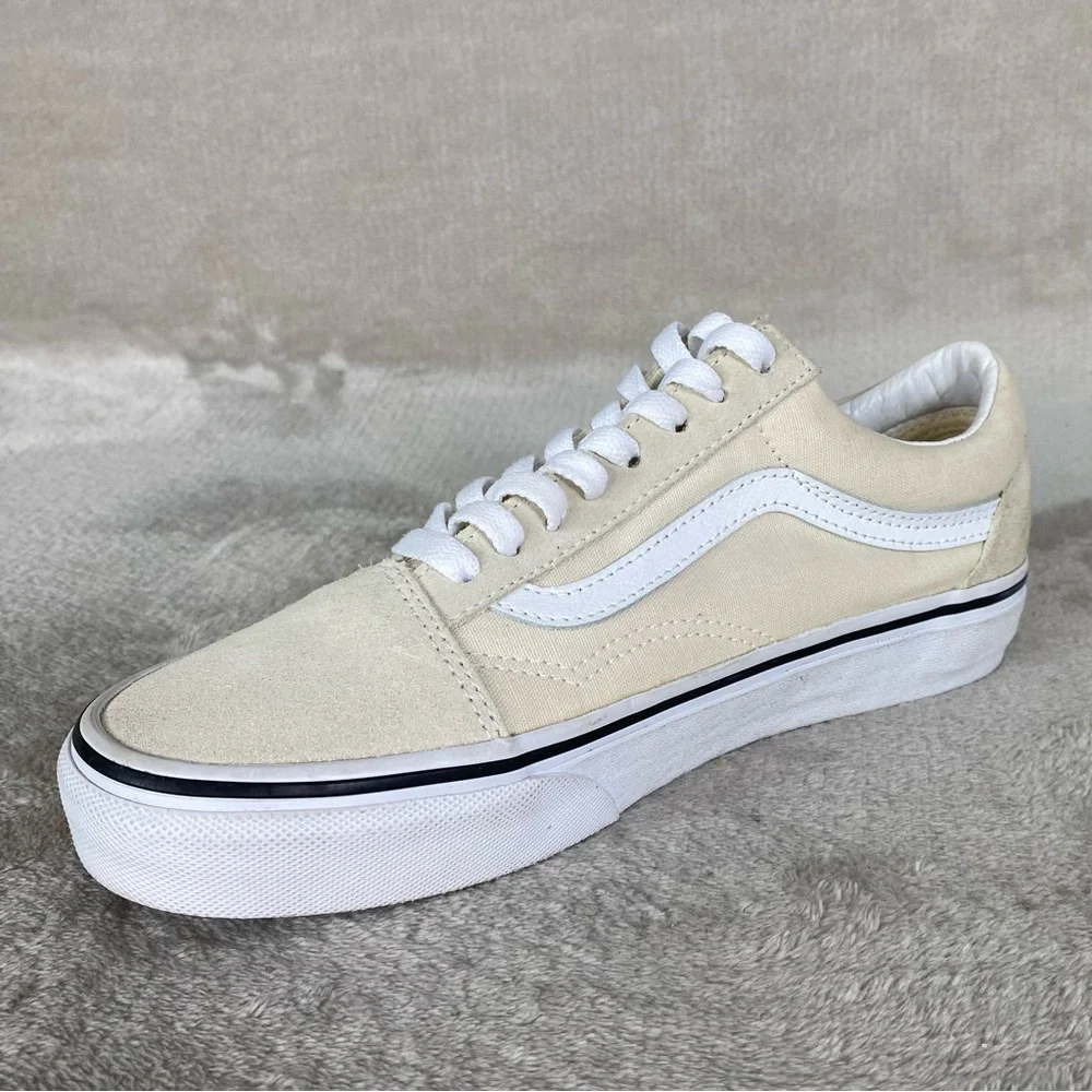 Vans Old Skool Shoes‎ Men 6.5 Women 8 Off White Suede Skate Sneakers NEW